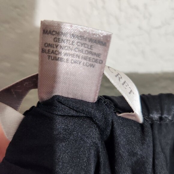 Victorias Secret Slip Dress Nightgown Black Satin Bow Medium - Picture 6 of 15